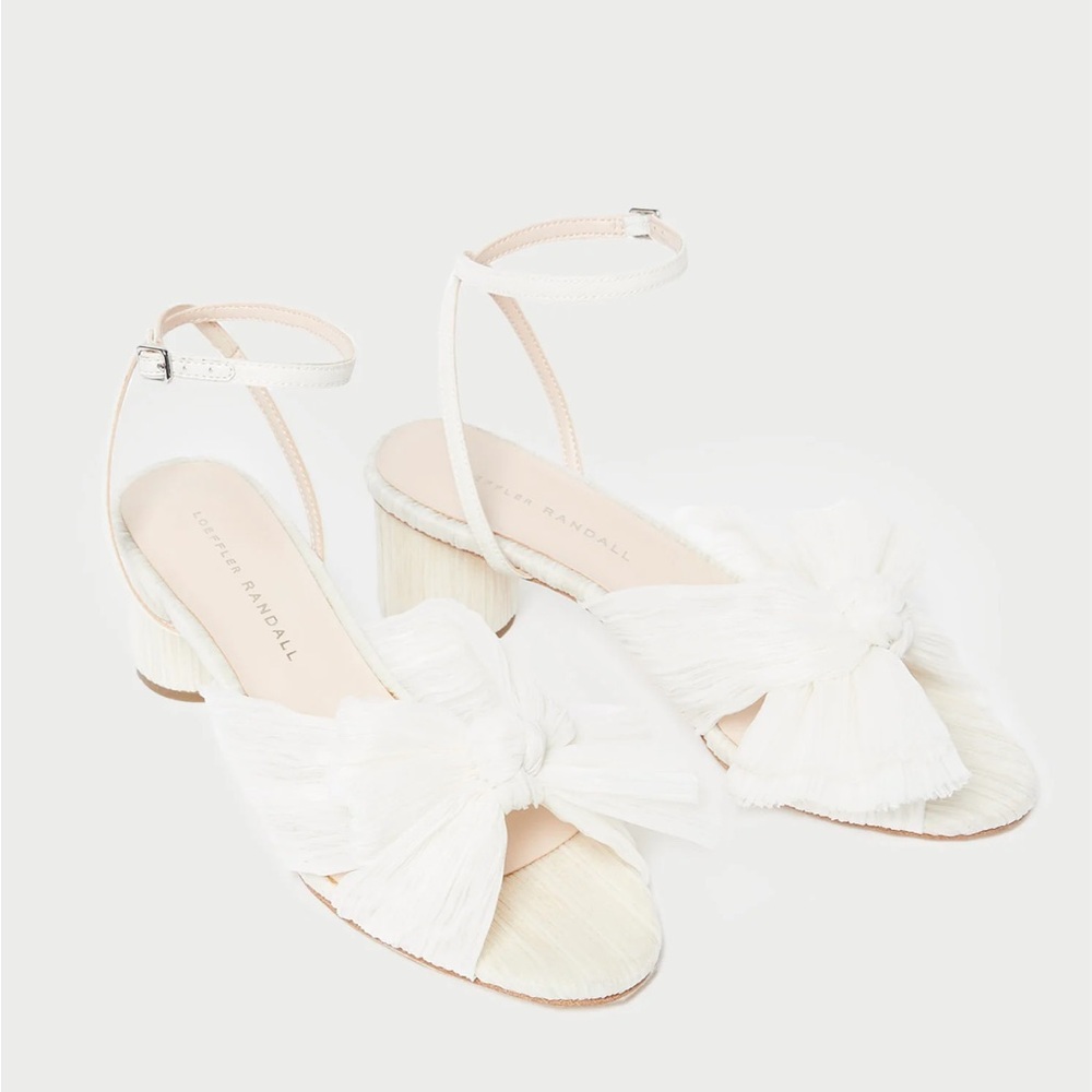 Loeffler Randall Cream Sandals with Bow Detail